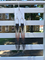 Beaded Fringe Earrings - Black/Copper Tone Ombre Made by Carmen Tiger