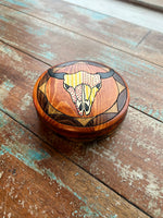 4" Custom Flat Round Wood Box - Skull