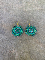 Beaded Malachite Cab Earrings