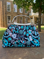 Heruse tos Handmade Handbags - Turquoise on Black