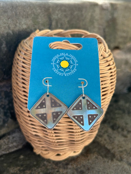 Sterling silver, 4 directions earrings. Made By Mvskoke Artist, Amanda Rutland