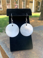 Mother of Pearl Dangle Earrings - 1.25 Inch Diameter