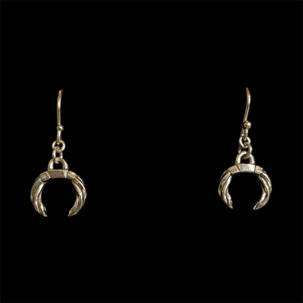 Silver crescent twist earrings