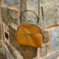 Faux Leather Bag with Chain & Embroidery