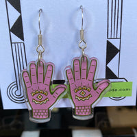 Pink Hand Earrings