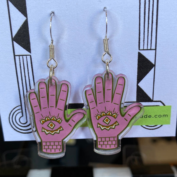 Pink Hand Earrings