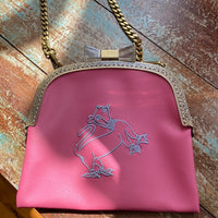 Faux Leather bag with chain & Embroidery