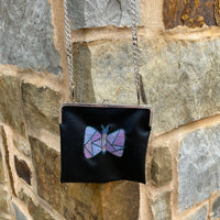 Faux Leather Bag with Chain & Embroidery
