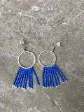 Beaded Fringe Earrings on 1 Inch Silver Metal Round Hanger (Various Colors Available)