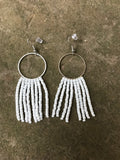 Beaded Fringe Earrings on 1 Inch Silver Metal Round Hanger (Various Colors Available)