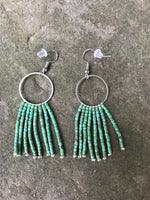 Beaded Fringe Earrings on ¾ Inch Silver Metal Round Hanger (Various Colors Available)