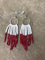 Beaded Fringe Earrings on ¾ Inch Silver Metal Round Hanger (Various Colors Available)