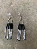 Breaded Fringe Earrings on ½ Inch Silver Metal Round Hanger