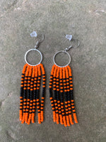 Beaded Fringe Earrings on 5/8 Inch Metal Silver Round Hanger (Various Colors Available)