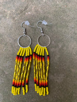 Beaded Fringe Earrings on 5/8 Inch Metal Silver Round Hanger (Various Colors Available)