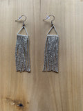 Beaded Fringe Earrings on 1/2 Inch Silver Metal Triangle Hanger (Various Colors Available)