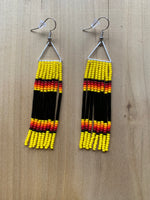 Beaded Fringe Earrings on 1/2 Inch Silver Metal Triangle Hanger (Various Colors Available)