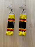 Beaded Fringe Earrings on 1/2 Inch Silver Metal Triangle Hanger (Various Colors Available)