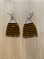 Beaded Fringe Earrings on 5/8 Inch Silver Metal Triangle Hanger (Various Colors Available)