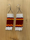 Beaded Fringe Earrings on 3/4 Inch Silver Metal Triangle Hanger (Various Colors Available)