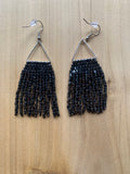 Beaded Fringe Earrings on 5/8 Inch Silver Metal Triangle Hanger (Various Colors Available)