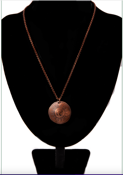 Sun Spirals/Circles Copper Round Pendant - 1.00"