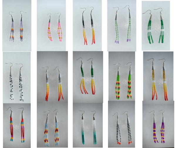 Cone Tassel Beaded Earrings (Various Colors Available)