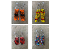 Beaded Fringe Earrings on 5/8 Inch Metal Silver Round Hanger (Various Colors Available)