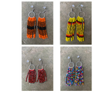 Beaded Fringe Earrings on 5/8 Inch Metal Silver Round Hanger (Various Colors Available)