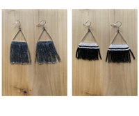 Beaded Fringe Earrings on 1 Inch Silver Metal Triangle Hanger (Various Colors Available)