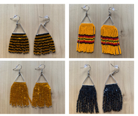 Beaded Fringe Earrings on 5/8 Inch Silver Metal Triangle Hanger (Various Colors Available)