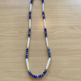 Blue F.B. / Silverbd & Bone Necklace