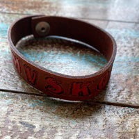 "Mvskoke" Hand Tooled Leather Bracelet