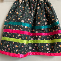 Black Floral Little Girl's Ribbon Skirt
