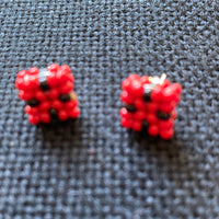Beaded Square Stud Earrings