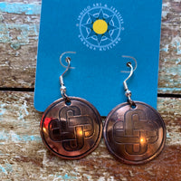 1" Round Etched Copper Earrings