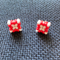 Beaded Square Stud Earrings