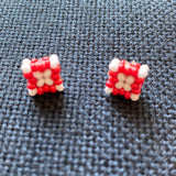 Beaded Square Stud Earrings