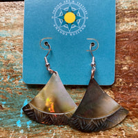 Carved Black Lip Shell Earrings