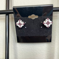Beaded Square Stud Earrings