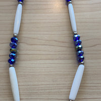 Blue F.B. / Silverbd & Bone Necklace