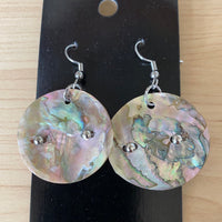 Half Dollar Size Abalone Shell Earrings with Nickel Spots