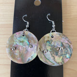 Half Dollar Size Abalone Shell Earrings with Nickel Spots