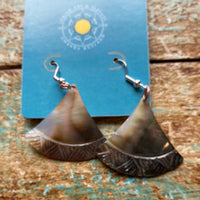 Carved Black Lip Shell Earrings