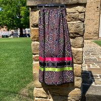 Black Flower Design Ribbon Skirt