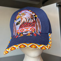Navy Blue Wrapped Beaded Cap