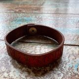 "Mvskoke" Hand Tooled Leather Bracelet